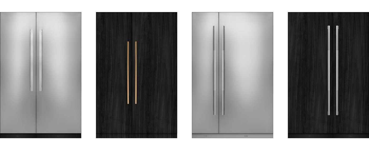 The different styles and panel options of JennAir Column Refrigerators. 